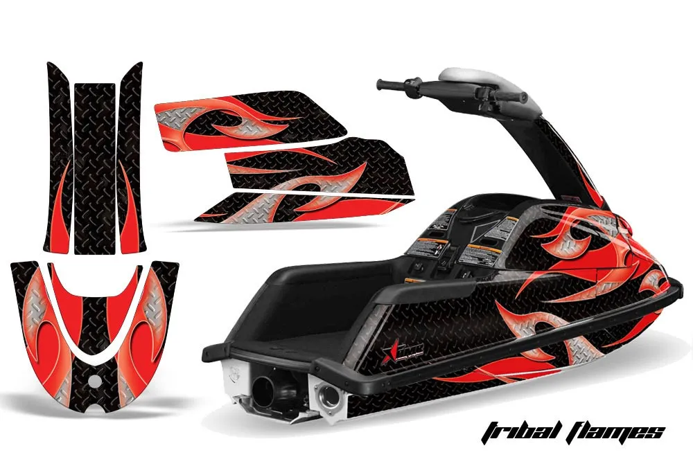 Yamaha Superjet Freestyle Jet Ski Graphic Kit (Round Nose) All Years Tribal Flames Red