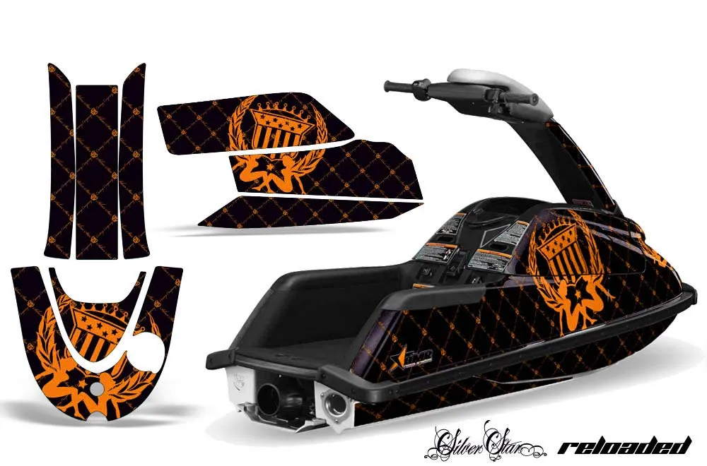 Yamaha Superjet Round Nose Jet Ski Graphic Kit - All Years Silver Star - Reloaded Orange
