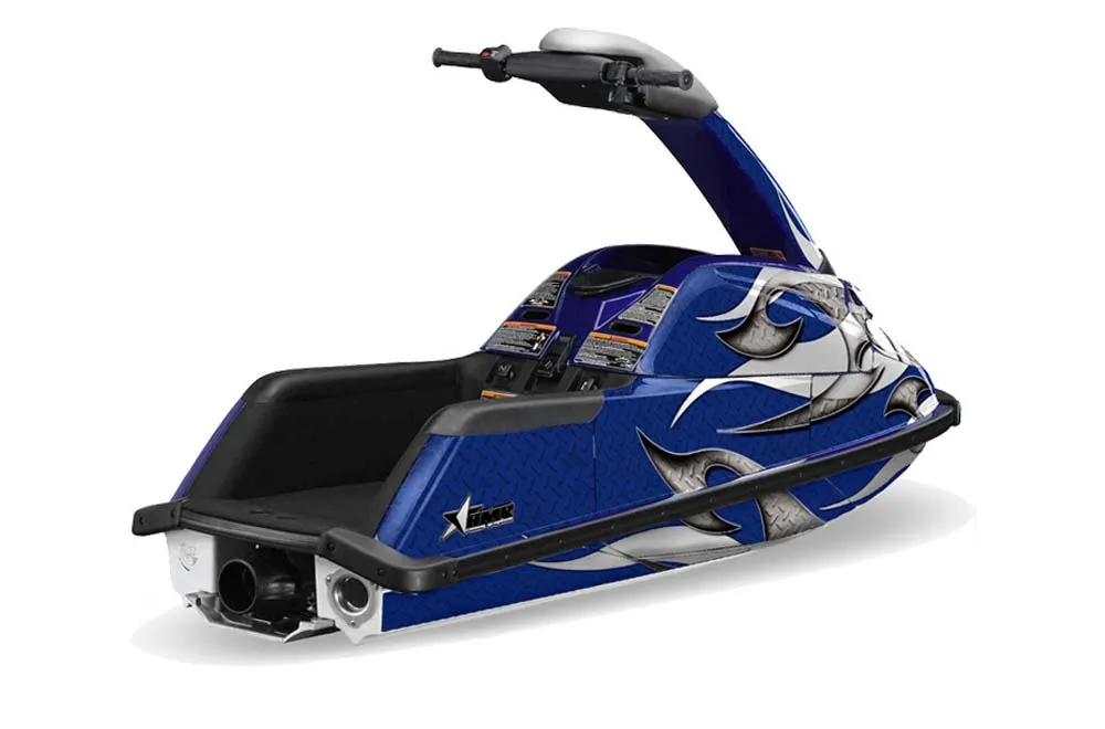 Yamaha Superjet Round Nose Jet Ski Graphic Kit - All Years Tribal Flames Blue