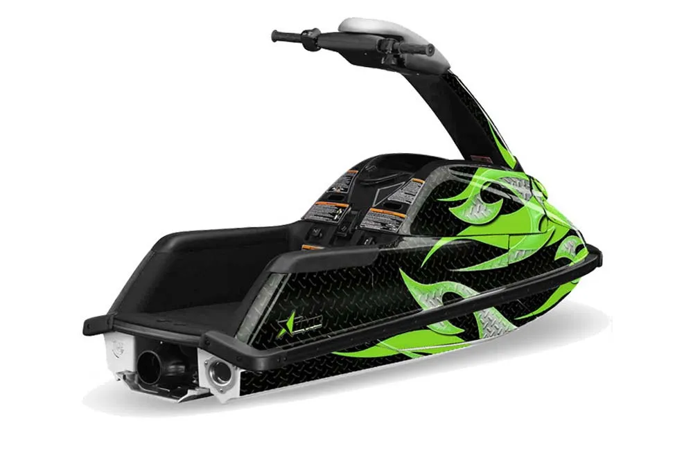 Yamaha Superjet Round Nose Jet Ski Graphic Kit - All Years Tribal Flames Green