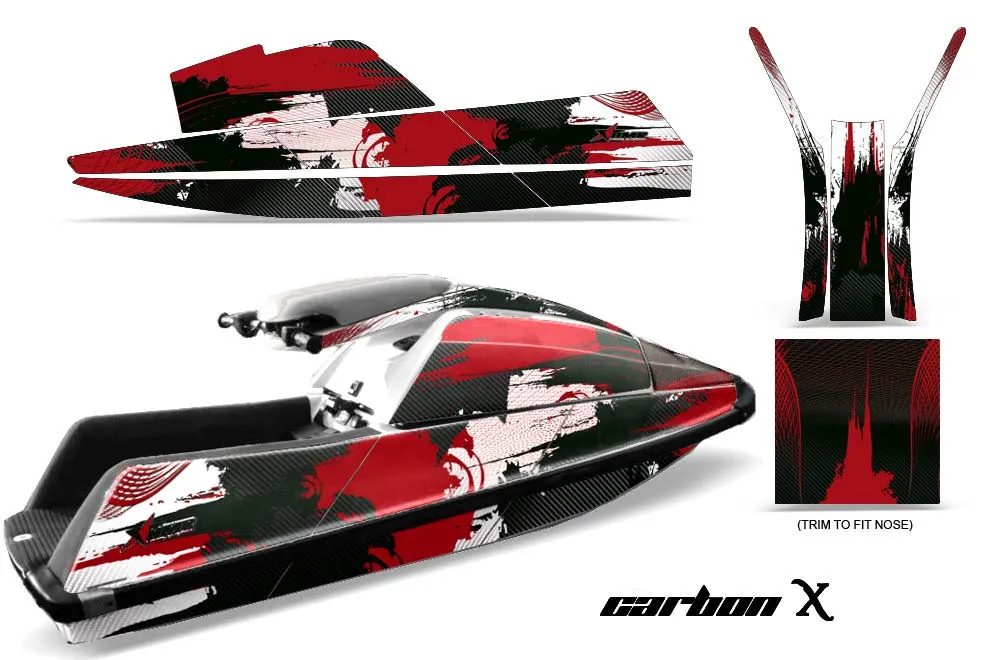 Yamaha Superjet Square Nose Jet Ski Graphic Kit - All Years Carbon X Red