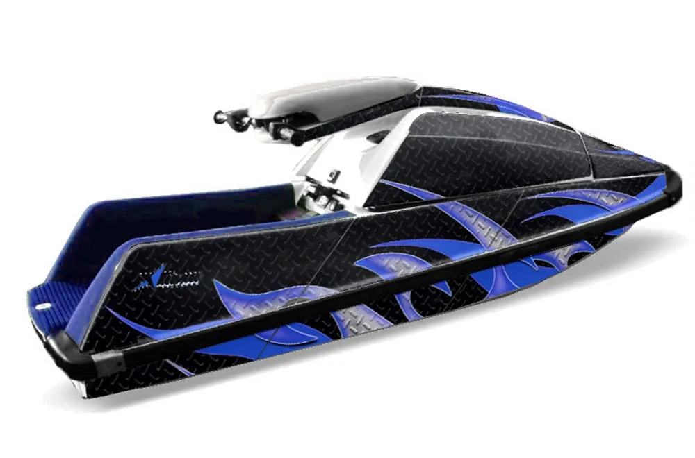 Yamaha Superjet Square Nose Jet Ski Graphic Kit - All Years Tribal Flames Blue