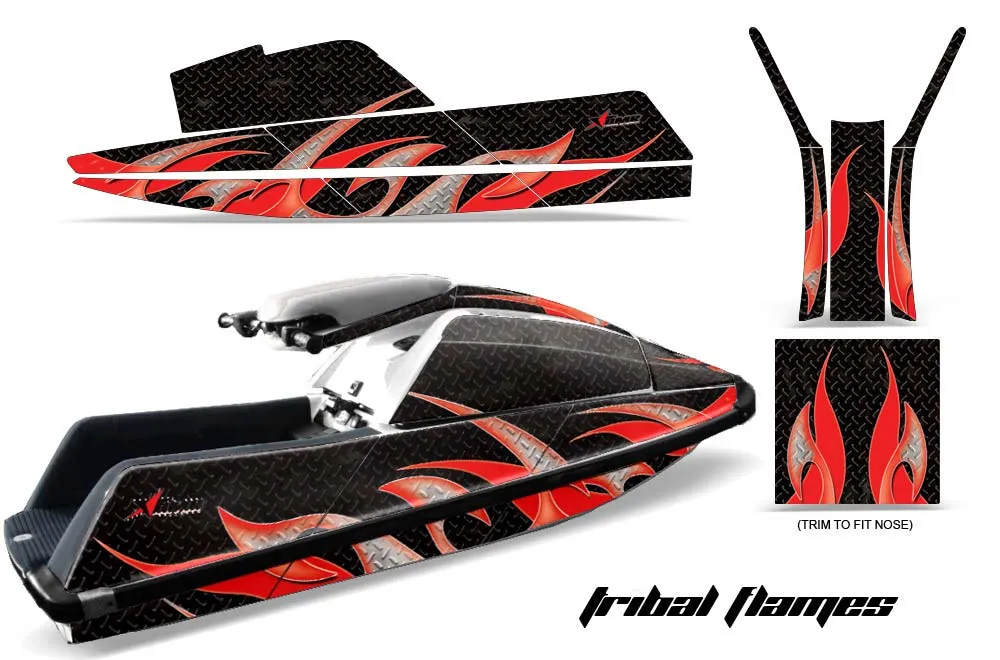 Yamaha Superjet Square Nose Jet Ski Graphic Kit - All Years Tribal Flames Red