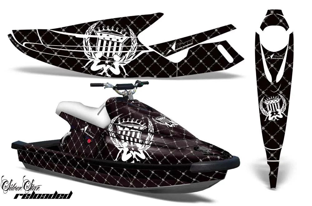 Yamaha Wave Blaster Jet Ski Graphic Kit - 1993-1996 Silver Star - Reloaded Black