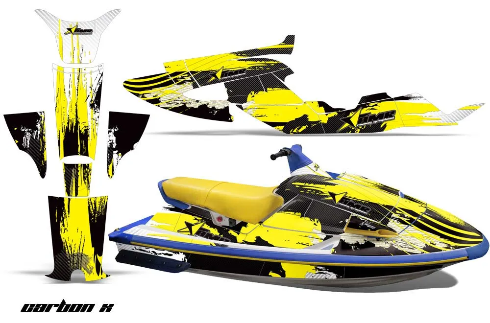 Yamaha Wave Raider Jet Ski Graphic Kit - 1994-1996 Carbon X Yellow
