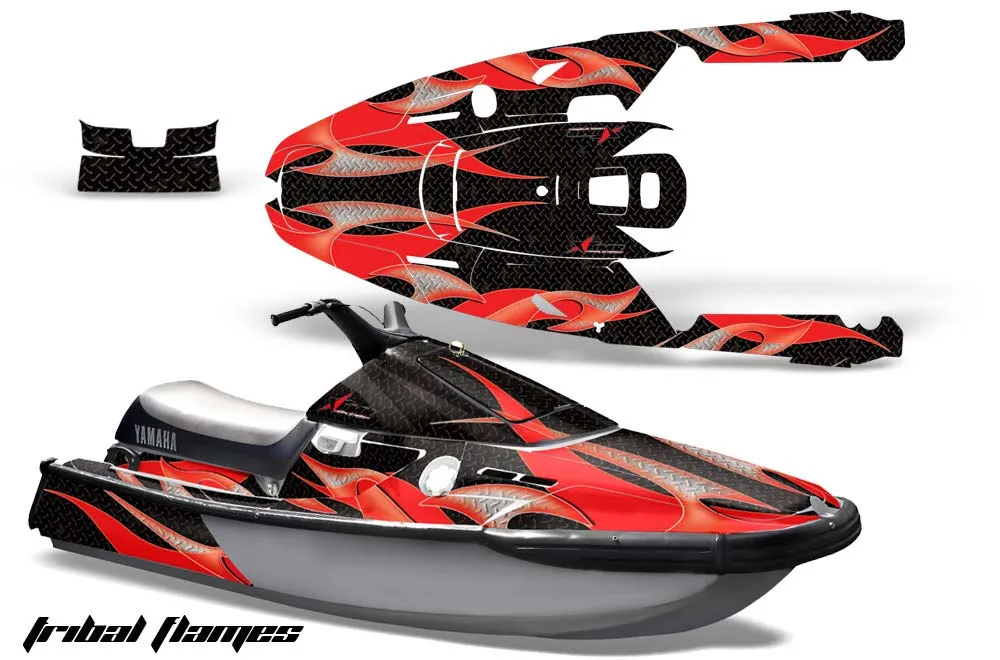 Yamaha Wave Runner 3 Jet Ski Graphic Kit - 1991-1996 Tribal Flames Red