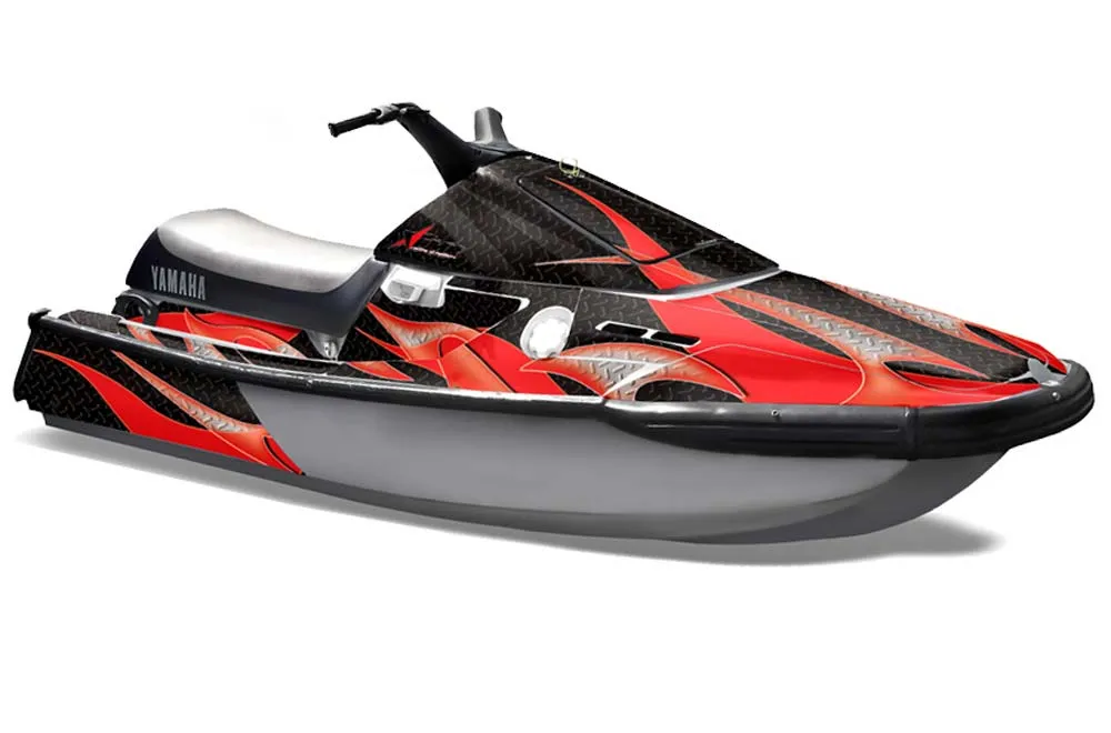 Yamaha Wave Runner 3 Jet Ski Graphic Kit - 1991-1996 Tribal Flames Red