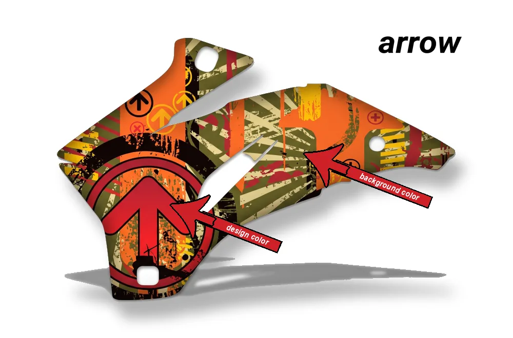 Arrow design shown on a set of graphic panels