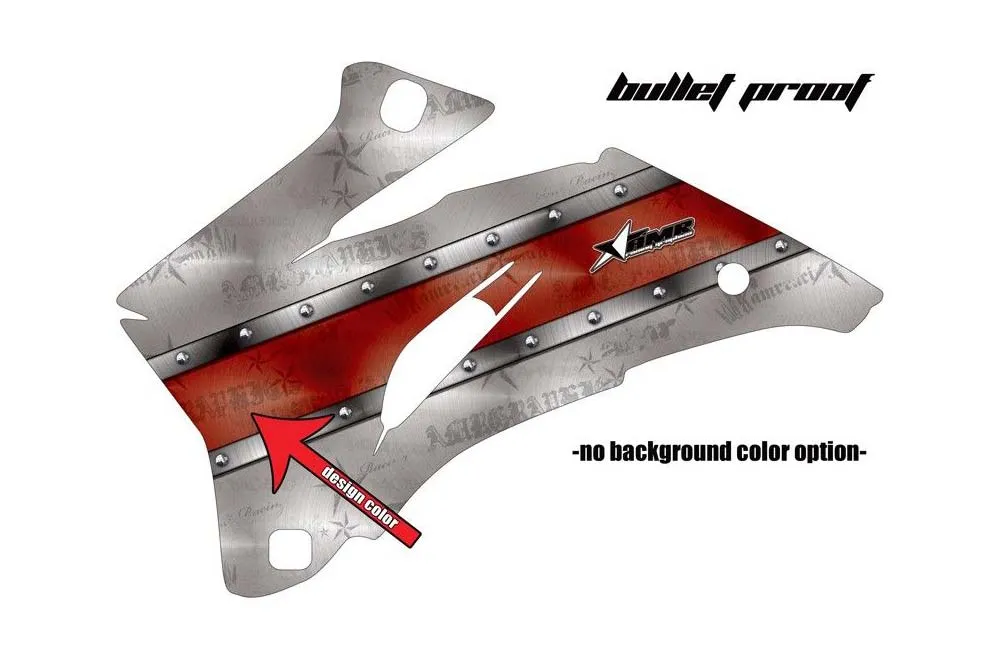 Bullet Proof design shown on a set of graphic panels