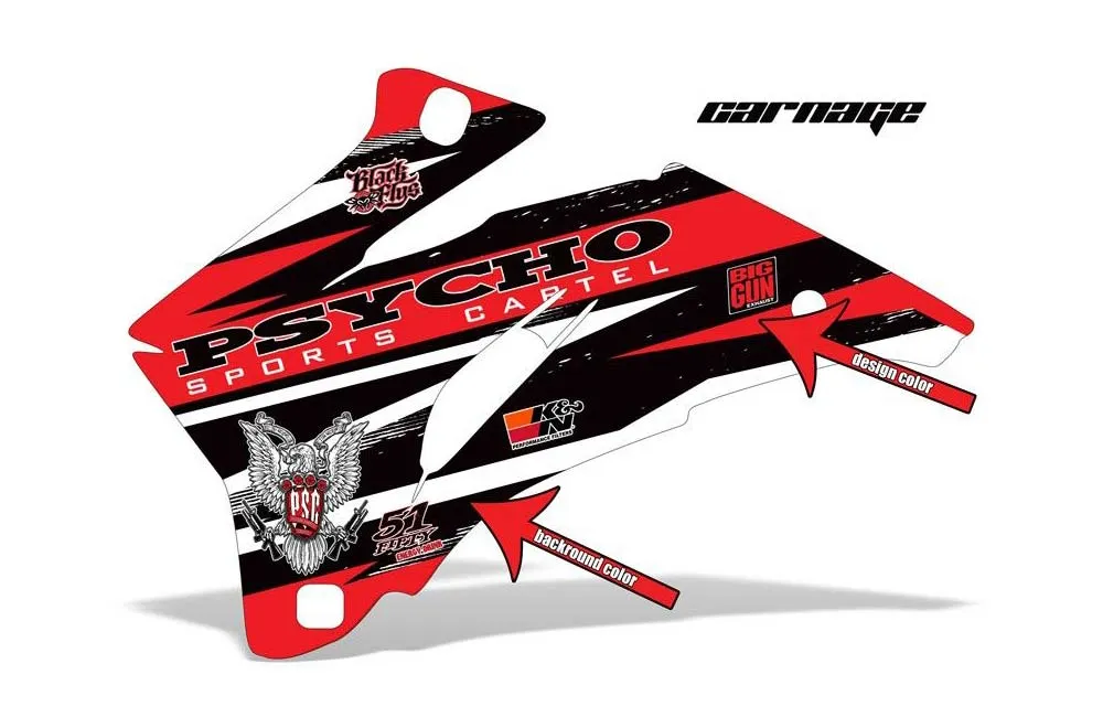 PSC - Carnage design shown on a set of graphic panels