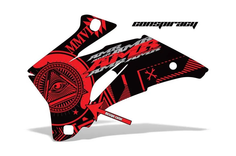 Conspiracy design shown on a set of graphic panels