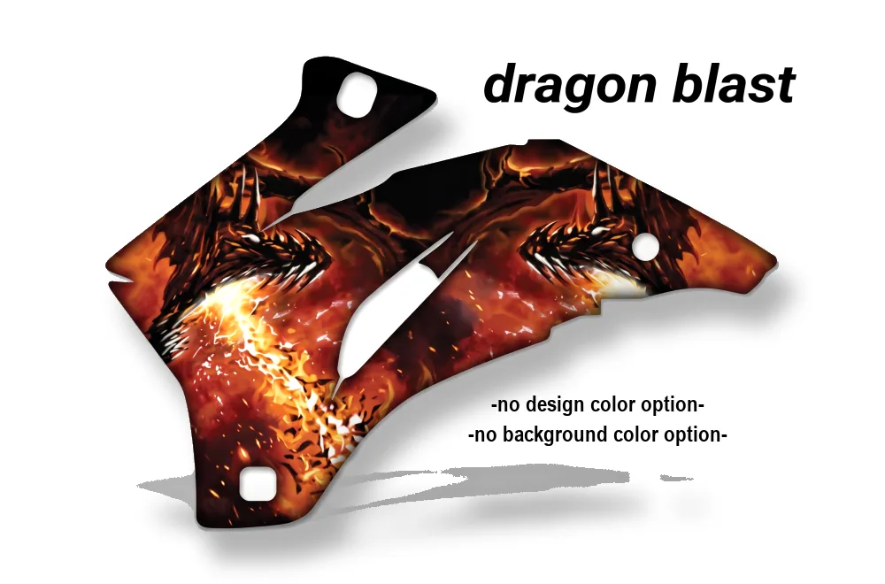 Dragon Blast design shown on a set of graphic panels