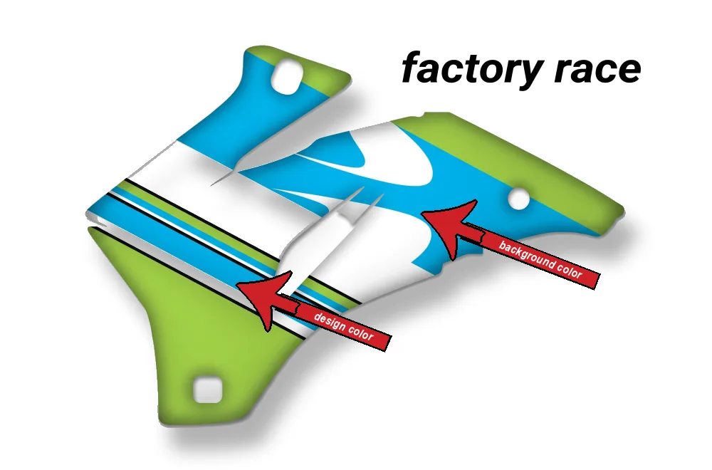Factory Race design shown on a set of graphic panels
