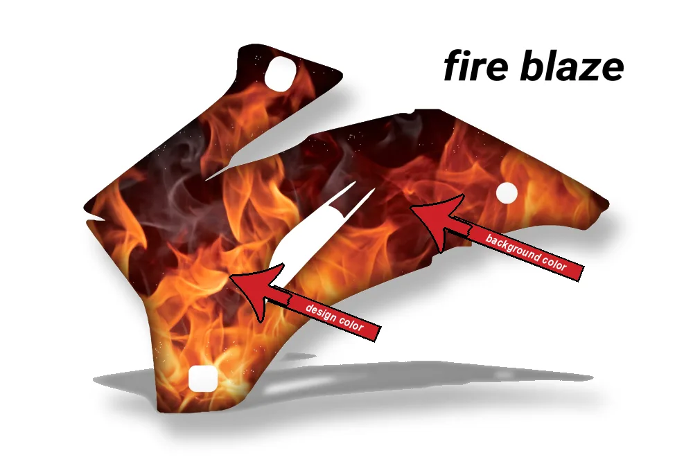 Fire Blaze design shown on a set of graphic panels