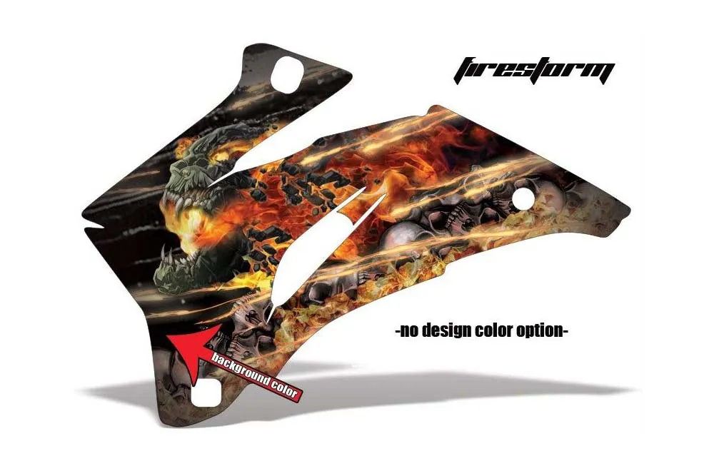 Firestorm design shown on a set of graphic panels