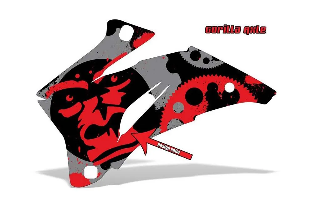 Gorilla Axle design shown on a set of graphic panels