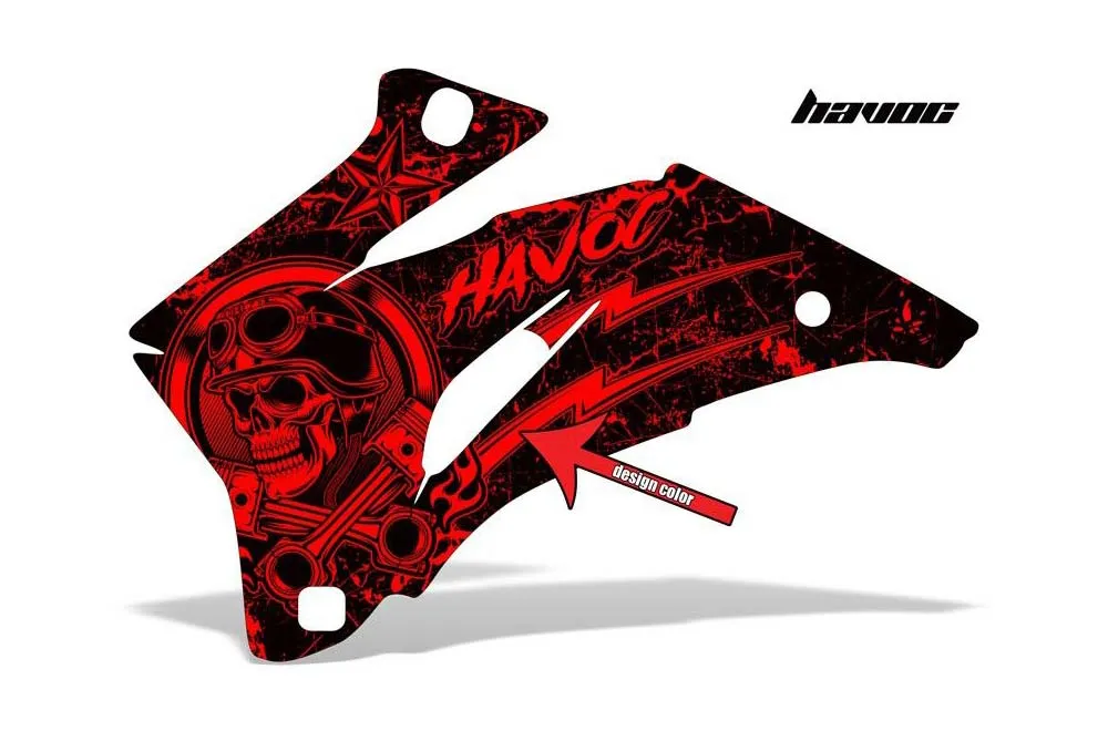 Havoc design shown on a set of graphic panels
