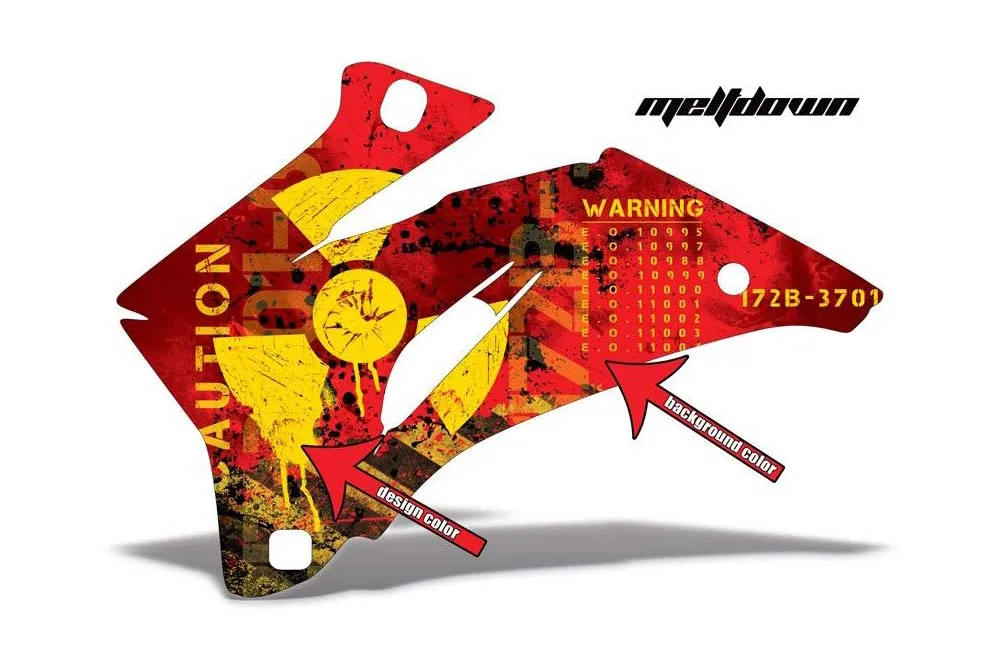 Meltdown design shown on a set of graphic panels