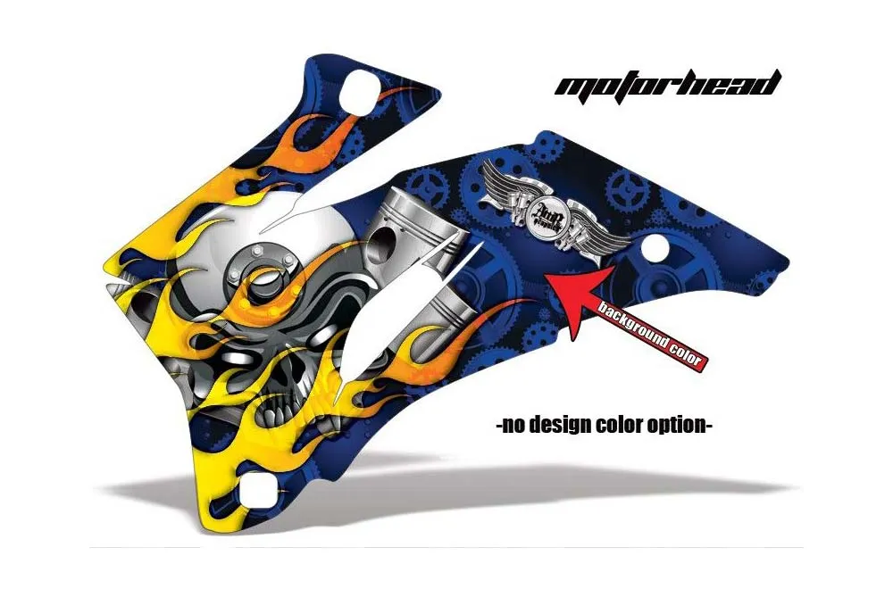 Motorhead design shown on a set of graphic panels