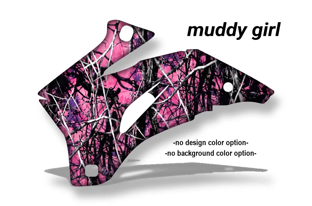 Muddy Girl design shown on a set of graphic panels