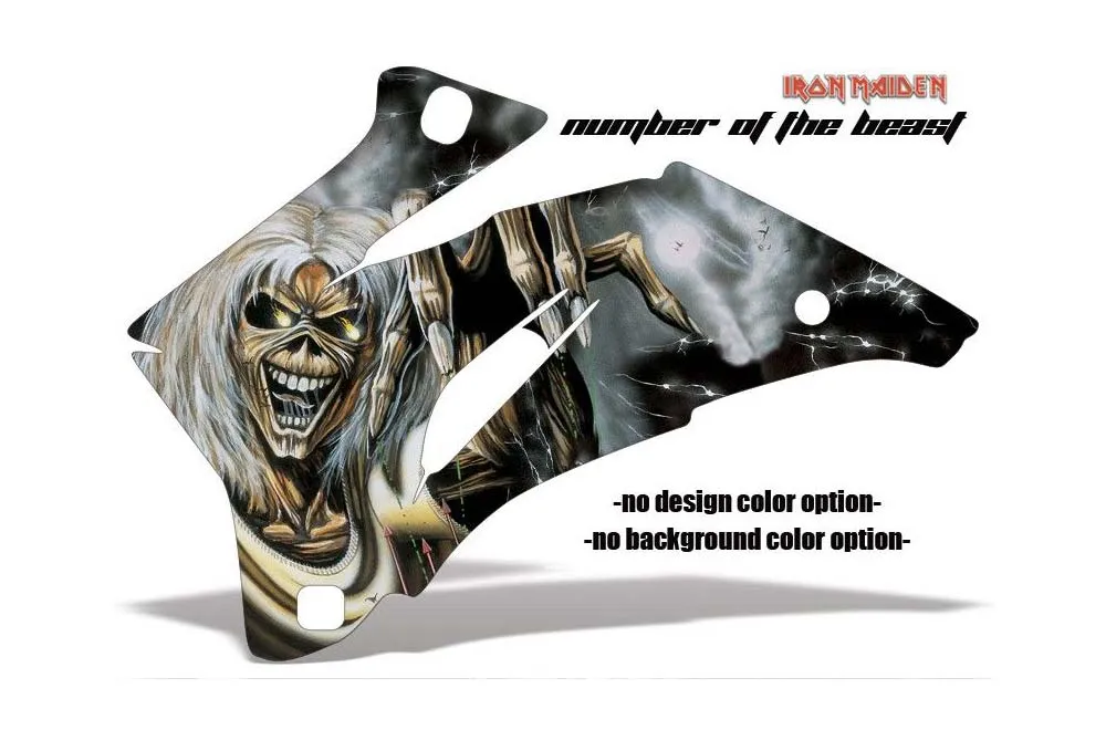 Number of the Beast design shown on a set of graphic panels