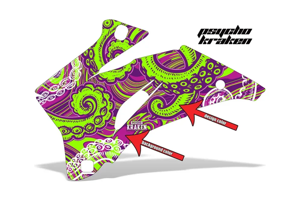 Psycho Kraken design shown on a set of graphic panels