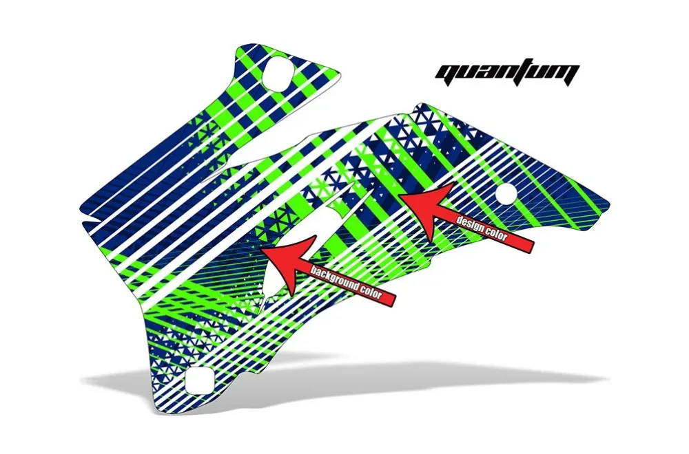 Quantum design shown on a set of graphic panels
