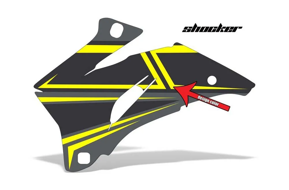 Shocker design shown on a set of graphic panels