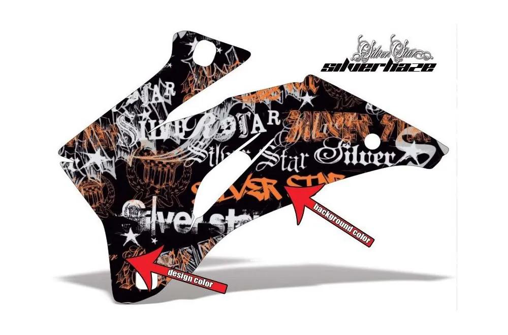 Silver Star Silverhaze design shown on a set of graphic panels