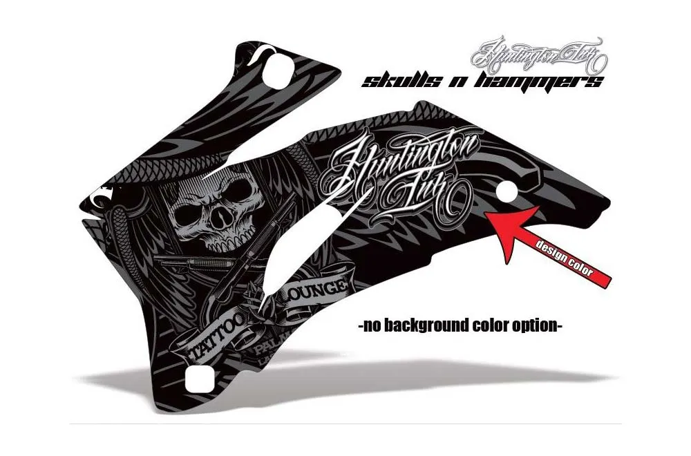 Skulls n Hammers design shown on a set of graphic panels