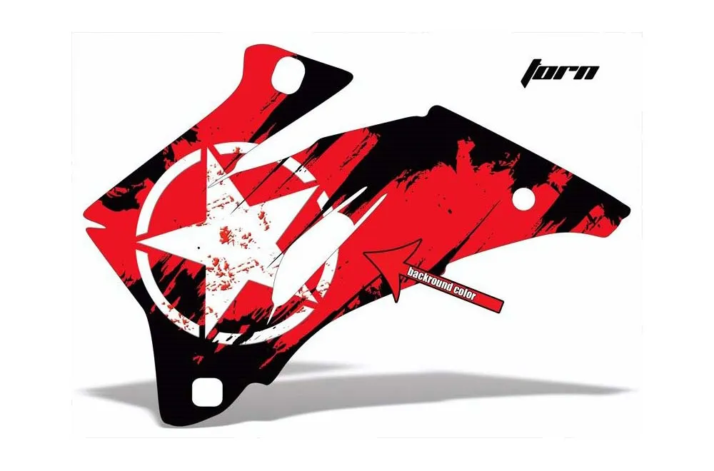 Torn design shown on a set of graphic panels