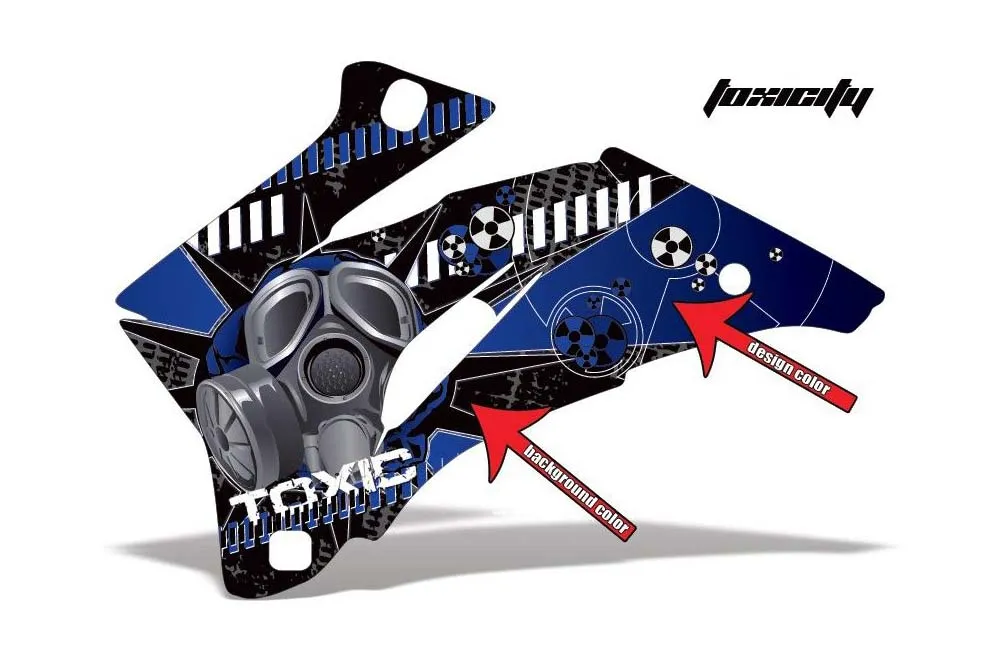 Toxicity design shown on a set of graphic panels
