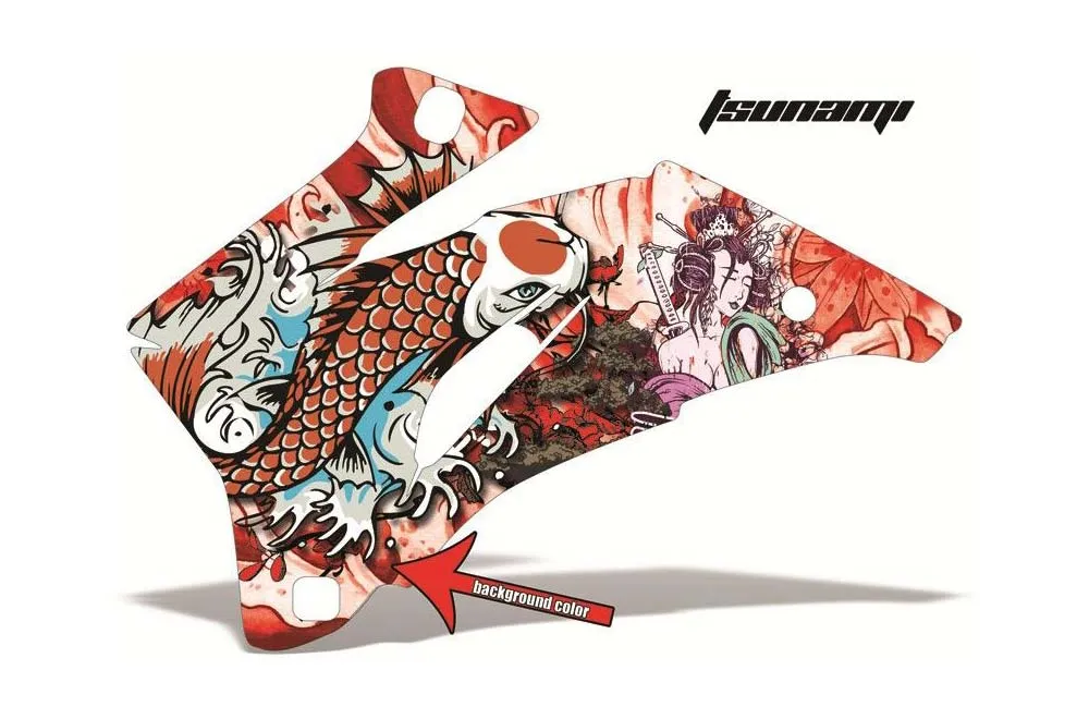 Tsunami design shown on a set of graphic panels