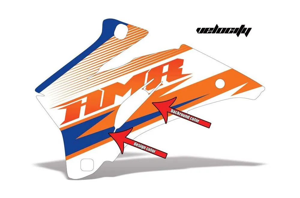 Velocity design shown on a set of graphic panels