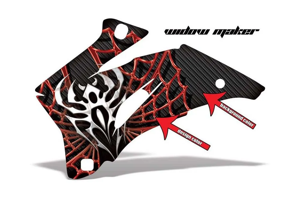 Widow Maker design shown on a set of graphic panels