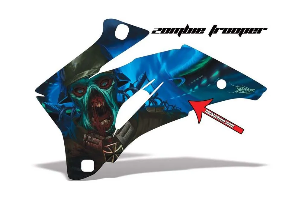 Zombie Trooper design shown on a set of graphic panels