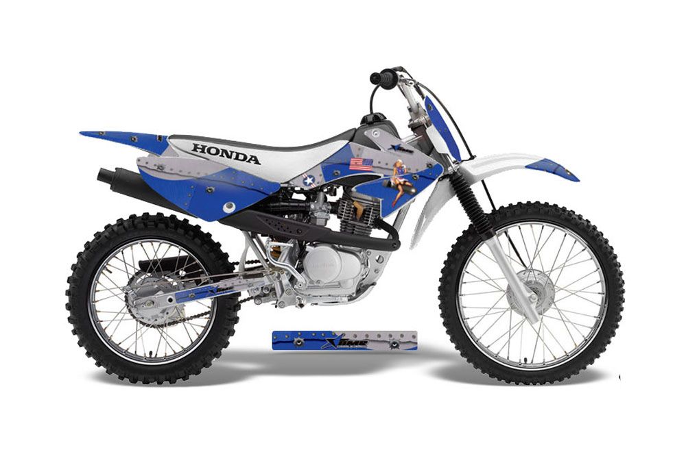 Honda CRF100 Dirt Bike Graphics: T Bomber - Blue MX ...