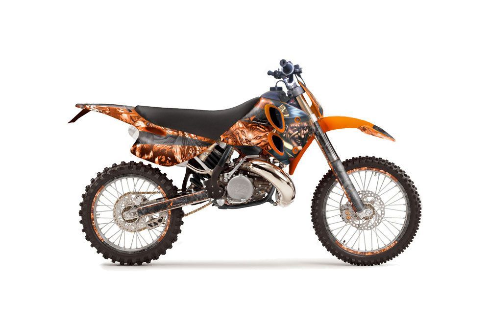 black and orange dirt bike