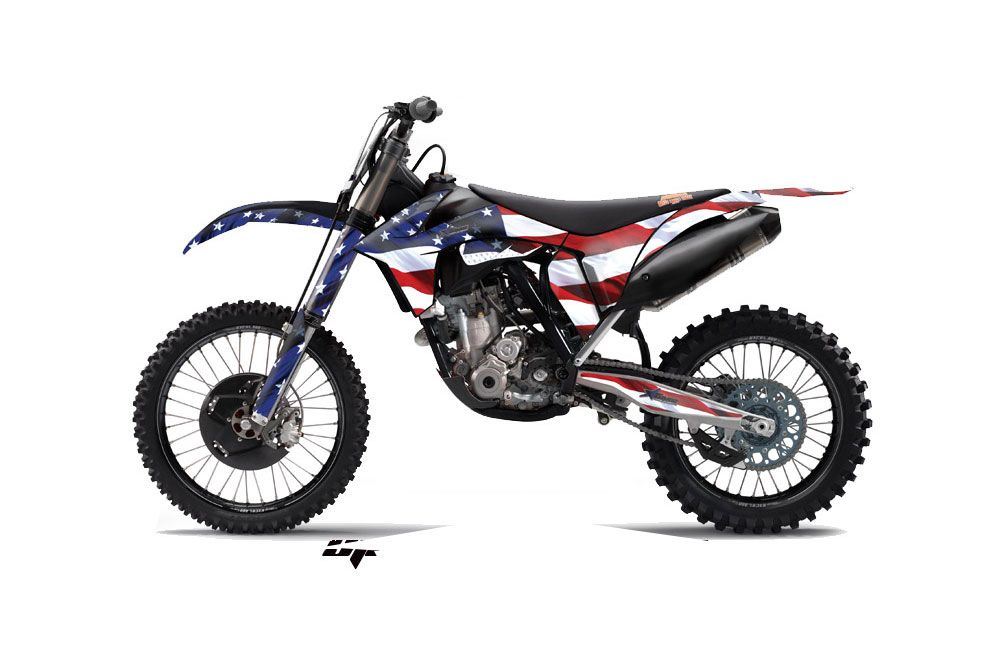 red white and blue dirt bike